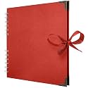 Bstorify Square Scrapbook Photo Albums 8 x 8 Inch Red Thick Paper, Hardcover, Metal Corners, Ribbon Closure - Ideal for Your Scrapbooking Albums, Art & Craft Projects