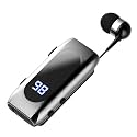 LICAEVEY BT 5.4 Lavalier Headphone with ENC Mic, Wireless Retractable Earphone with LED Display & Fast Charge for Hands Free Calls and Navigation (Silver)
