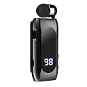 LICAEVEY BT 5.4 Lavalier Headphone with ENC Mic, Wireless Retractable Earphone with LED Display &amp; Fast Charge for Hands Free Calls and Navigation (Black)