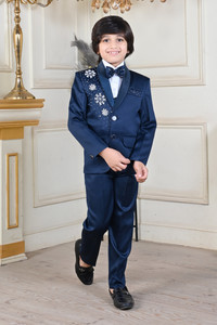 bt dezines 5 piece coat suit set with shirt pant waistcoat  tie for boys embroidered boys suit
