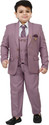 BT DEZINES 5 Piece Coat Suit Set With Shirt, Pant, Waistcoat & Tie for Boys Solid Boys Suit