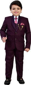 bt dezines bt dezines 5 piece coat suit set with shirt pant waistcoat  tie for boys 5 piece coat pant suit set solid boys suit