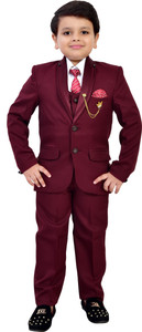 bt dezines bt dezines 5 piece coat suit set with shirt pant waistcoat  tie for boys 5 piece coat pant suit set solid boys suit