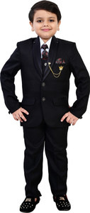 bt dezines bt dezines 5 piece coat suit set with shirt pant waistcoat  tie for boys 5 piece coat pant suit set solid boys suit
