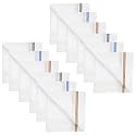 Btag Premium Pure Cotton Handkerchiefs for Men | White with Stylish Border | Soft, Durable &amp; Absorbent Hanky/Rumal | Classic Solid Design for Boys &amp; Men |Assorted (Pack of 12) 48 x 48 CM