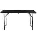 BTEXPERT Fold-in-Half Folding Utility Table 4 Feet Lightweight Height Adjustable Portable Carrying Handle Indoor Outdoor, Picnic Camping Office Home Party Convenient Easy to Clean Store &amp; Care Black