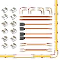 BTF-LIGHTING FCOB 10mm 3PIN Connector Kit for COB CCT (V+ CW WW) LED Strip Lights,L-Shaped/Dual-End with Wire/Gapless/Strip to Wire/3PIN JST Connector,3 Conductor 22AWG Wire