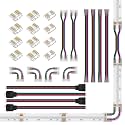 BTF-LIGHTING FCOB 12MM 5PIN Connector Kit for COB RGBW(V+ R G B W) LED Strip Lights,L-Shaped/Dual-End with Wire/Gapless/Strip to Wire/5PIN JST Connector,5 Conductor 24AWG