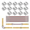 BTF-LIGHTING FCOB COB 10mm 0.39in Connector Kit 14pcs Transparent Connector 5pcs 15cm Long 20AWG Extension Wires for Non-Wired Gapless Solderless,FCOB 2 pin v+ v- Single Color Strip Corner Connection