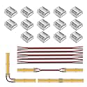 BTF-LIGHTING FCOB COB 8mm 0.31in Connector Kit 14pcs Transparent Connector 5pcs 15cm Long 20AWG Extension Wires for Non-Wired Gapless Solderless,FCOB 2 pin v+ v- Single Color Strip Corner Connection