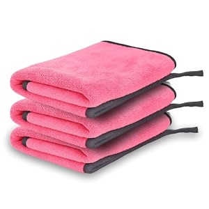 microfiber cleaning cloth 30x40 cms 600 gsm  highly absorbentlint and streak free multi-purpose wash cloth for kitchencarwindowstainless steelsilverwear pink_30x40cms pack of 3