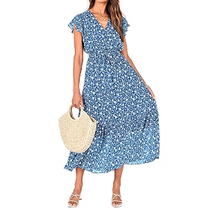 BTFBM Women Summer Casual Wrap V Neck