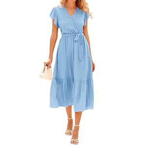 BTFBM Women Summer Casual Wrap V Neck