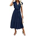 BTFBM Women Summer Casual Wrap V Neck