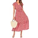 BTFBM Women Summer Casual Wrap V Neck