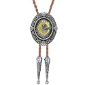 Btilasif Bolo Tie, Black/Brown Cowboy Tie Genuine Leather Necktie Western Necklace for Women, (with A-Z)