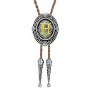 Btilasif Bolo Tie, Black/Brown Cowboy Tie Genuine Leather Necktie Western Necklace for Women, (with A-Z)