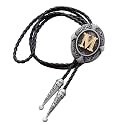 Btilasif Bolo Tie, Black/Brown Cowboy Tie Genuine Leather Necktie Western Necklace for Women, (with A-Z)