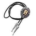 Btilasif Bolo Tie, Black/Brown Cowboy Tie Genuine Leather Necktie Western Necklace for Women, (with A-Z)