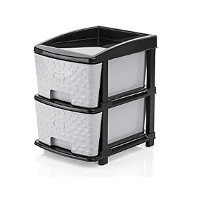 btos multipurpose drawer plastic modular chest storage organizer home office parlor school doctors home and kids 2xl grey-black