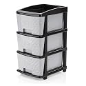 BTOS Multipurpose Drawer Plastic Modular Chest Storage Organizer Home, Office, Parlor, School, Doctors, Home and Kids (3XL, Grey-Black)