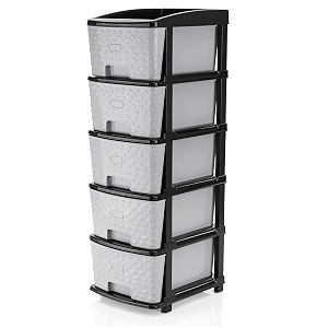 btos multipurpose drawer plastic modular chest storage organizer home office parlor school doctors home and kids 5xl grey-black
