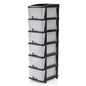 btos multipurpose drawer plastic modular chest storage organizer home office parlor school doctors home and kids 6xl grey-black
