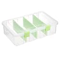 BTSKY Clear Plastic Dividing Storage Box with 4 Compartments Sewing Box