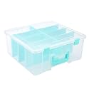 BTSKY Clear Plastic Dividing Storage Box with 8 Deep Compartment Sewing Box