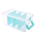 BTSKY Clear Plastic Dividing Storage Box with 4 Deep Compartment Sewing Box