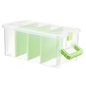 BTSKY Clear Plastic Dividing Storage Box with 4 Deep Compartment Sewing Box