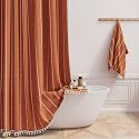 BTTN 48 x 72 Boho Linen Heavy Duty Cloth Shower Curtain Set, Burnt Orange