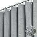 BTTN 48x72 Linen Textured Waterproof Fabric Shower Curtain Set, Grey/Gray