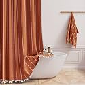 BTTN 54x78 Boho Farmhouse Linen Heavy Duty Shower Curtain Set, Burnt Orange