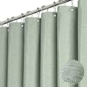 BTTN 54x78 Linen Textured Waterproof Fabric Shower Curtain Set, Sage Green