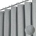 BTTN 60x72 Linen Textured Waterproof Fabric Shower Curtain Set, Grey/Gray