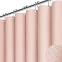 BTTN 60x72 Linen Textured Waterproof Thick Fabric Shower Curtain Set, Blush