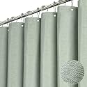 BTTN 60x84 Long Linen Textured Waterproof Shower Curtain Set, Sage Green