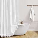 BTTN 72 x 80 Boho Famrhouse Linen Heavy Duty Cloth Shower Curtain, White