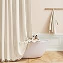 BTTN 72 x 90 Boho Linen Heavy Duty Cloth Shower Curtain Set, Cream/Beige