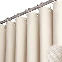 BTTN 72x80 Linen Textured Waterproof Fabric Shower Curtain Set, Beige/Cream