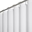 BTTN 72x80 Linen Textured Waterproof Thick Fabric Shower Curtain Set, White