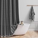 BTTN 72x84 Long Farmhouse Linen Heavy Duty Shower Curtain, Charcoal Grey