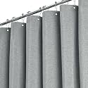 BTTN 72x90 Linen Textured Waterproof Fabric Shower Curtain Set, Grey/Gray