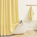 BTTN 72x96 Extra Long Boho Linen Heavy Duty Shower Curtain Set, Yellow