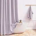 BTTN 72x96 Extra Long Boho Linen Heavy Duty Shower Curtain Set, Lavender