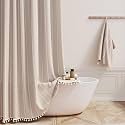 BTTN 72x96 Extra Long Boho Linen Heavy Duty Shower Curtain Set, Tan/Taupe