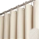 BTTN Beige Linen Textured Waterproof Cloth Shower Curtain Set, 72x72, Cream