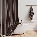 BTTN Brown Boho Farmhouse Linen Heavy Duty Cloth Shower Curtain Set, 72x72