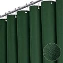 BTTN Emerald Green Linen Textured Waterproof Fabric Shower Curtain, 72x72